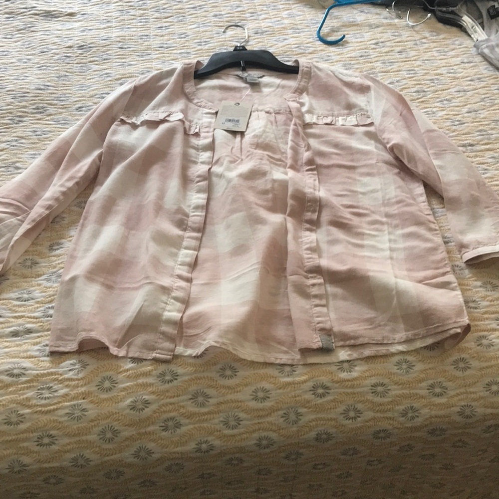 Pink and white gingham shirt